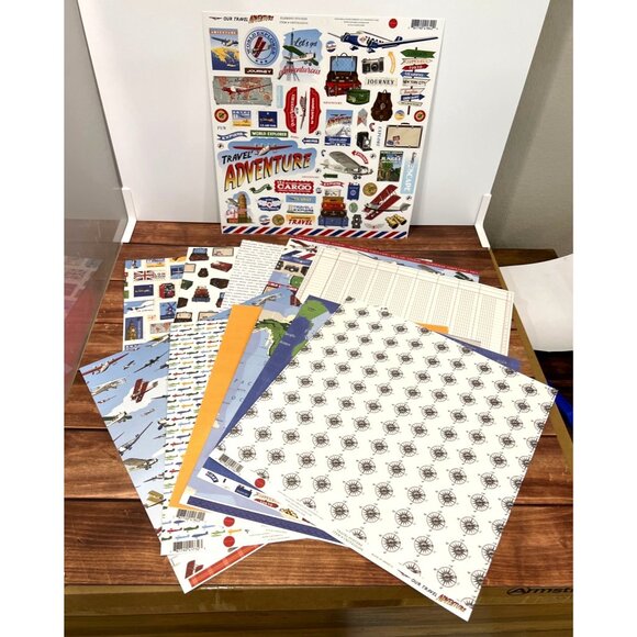 Carta Bella Travel Adventure Scrapbook Kit 12x12 Double-Sided Paper & Stickers A - Picture 3 of 5